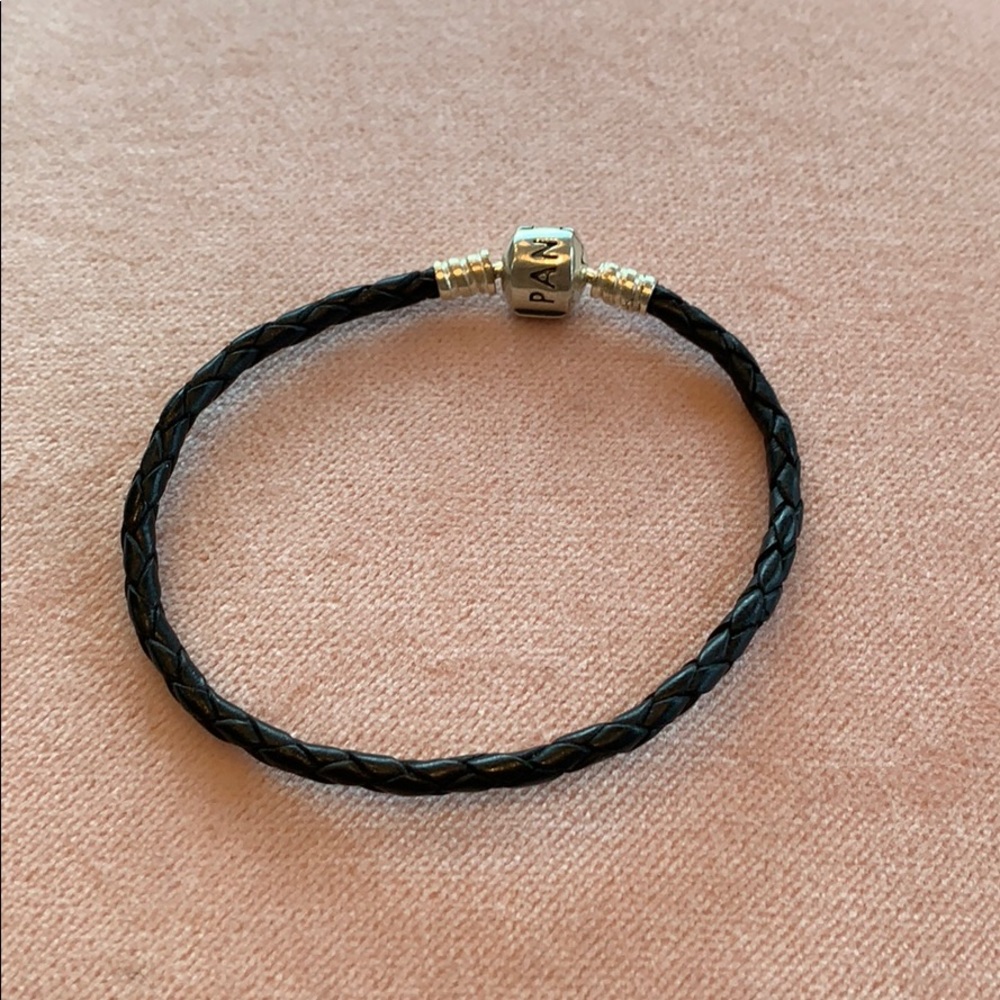 Pandora Leather Bracelet Single Barrel Clasp Black